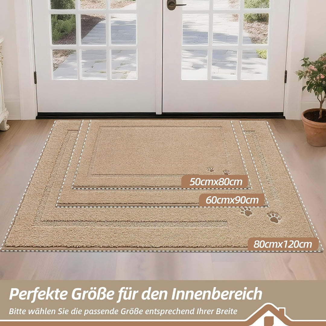 BEQHAUSE Fussmatte Innen, 80 * 120cm Schmutzfangteppich, Schmutzfangmatte Waschbar Eingang Matte Fus