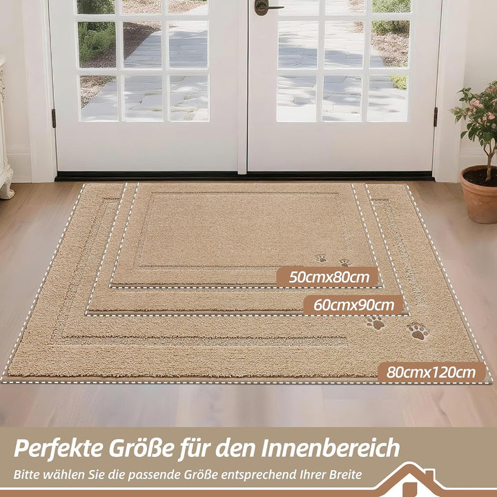 BEQHAUSE Fussmatte Innen, 80 * 120cm Schmutzfangteppich, Schmutzfangmatte Waschbar Eingang Matte Fus