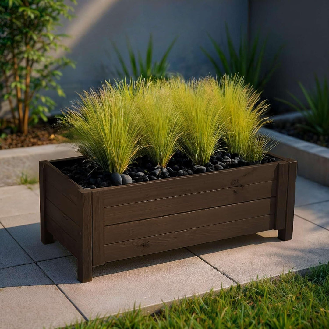 BOGATECO Pflanzkasten Pflanzkübel aus Holz | 80 x 38 cm | Dunkelbraun | Blumen-Topf Perfekt für Gart
