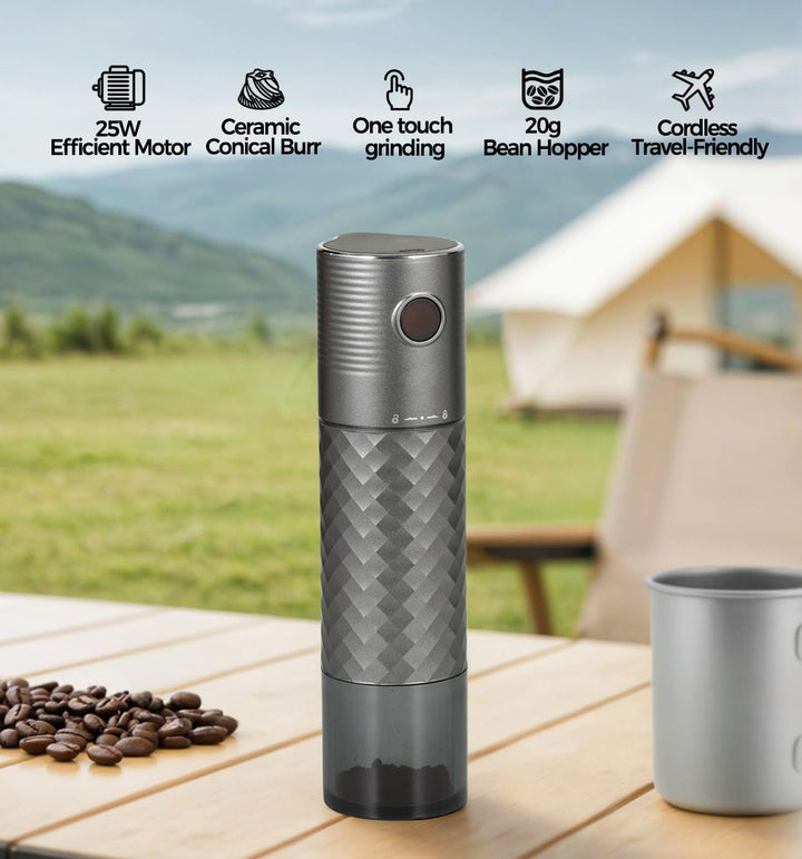 Tragbarer elektrischer Kaffeemühle mit keramischem Kegelschleifer, einstellbare Einstellungen von gr