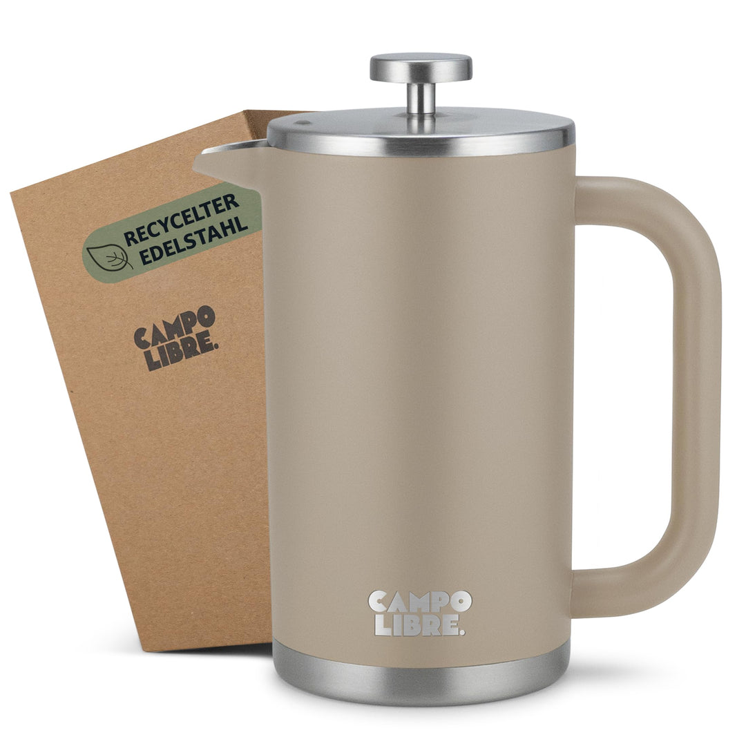 Campo Libre.® Giorgio. French Press I Kaffeebereiter aus doppelwandigem Edelstahl 1l I plastikfreie