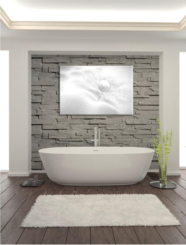 Pixxprint Tautropfen Pusteblume als Leinwandbild/Grösse: 100x70 cm/Wandbild/Kunstdruck/fertig bespan