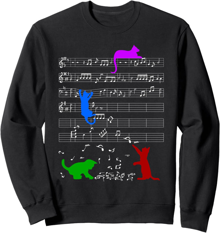 Niedliche Kätzchen Katzen Musiknoten Musiker Sweatshirt