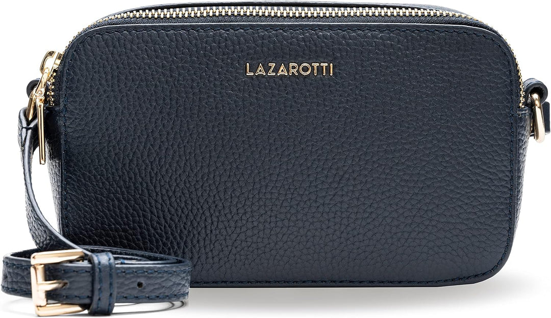 Lazarotti Bologna Leder Umhängetasche Damen | 2 Hauptfächer & längenverstellbarer Schulterriemen | m