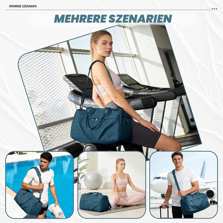 Sport Duffel Bag Damen Herren Sporttasche mit Schuhfach &amp; Nassfach Reisetasche Handgepäck Tasche Spo