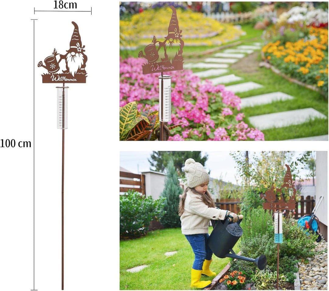 Regenmesser für Garten Dekorativer Niederschlagsmesser mit Erdspiess, Regenwassermesser Glas auf Gar
