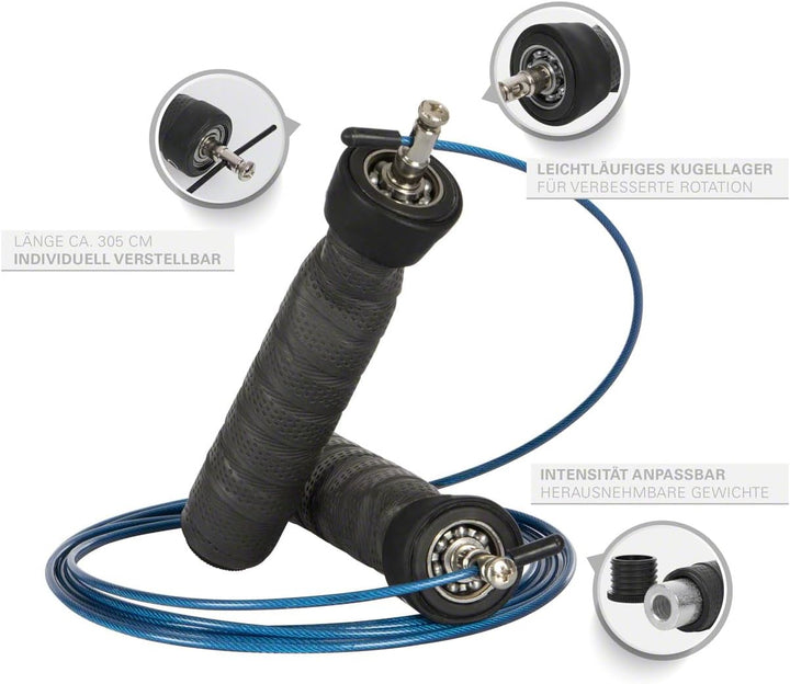Fitness Set 4-TLG Push-Up Liegestütz Trainer Bauchtrainer Handtrainer Springseil Blau, Blau