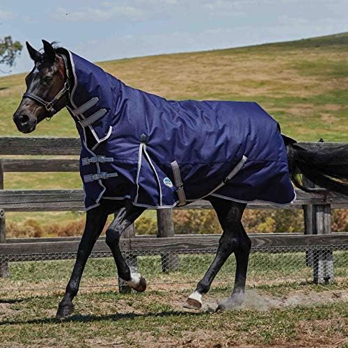 Weatherbeeta Comfitec Essential Combo Pferdedecke, Halsumfang: Mittel 5ft6 Marineblau/Silber/Rot, 5f