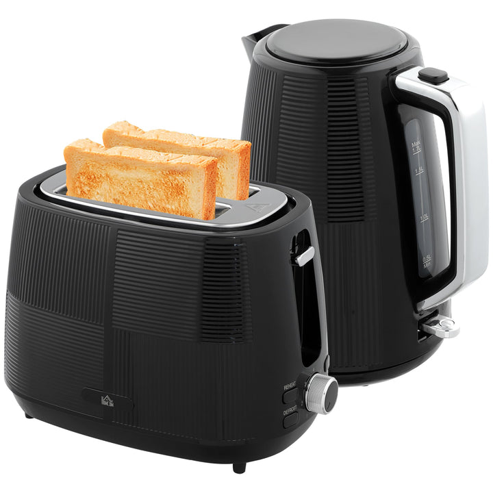 HOMCOM Wasserkocher Toaster Set 2200 W 1,7 Liter Wasserkocher Doppelschlitz Toaster Frühstücksset mi