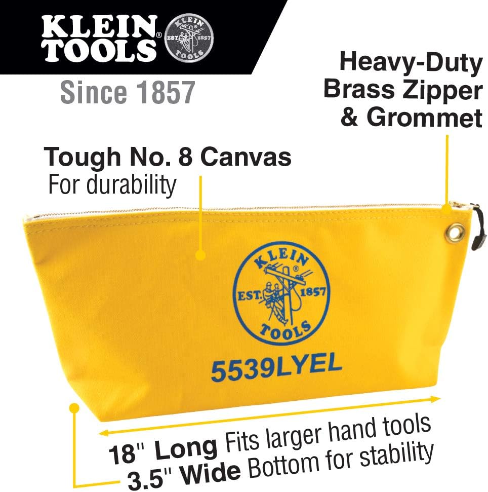 Klein Tools Canvas Tasche mit Reissverschluss gross gelb 5539LYEL Gelb L, Gelb L
