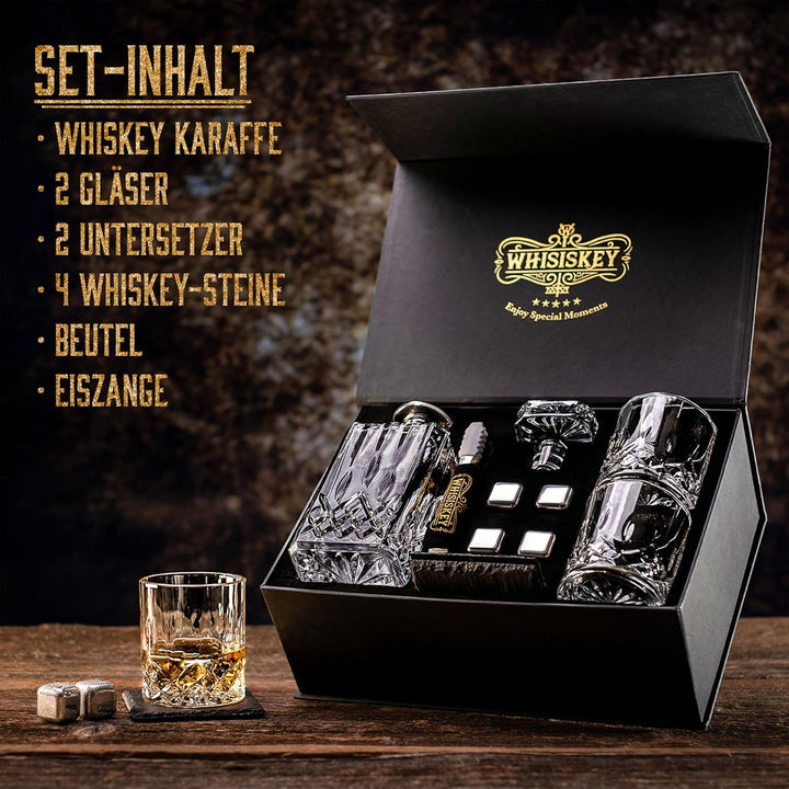 WHISISKEY Whiskey Karaffe Set - Whiskey Geschenkset - Geschenke für Männer - Männergeschenke Geschen