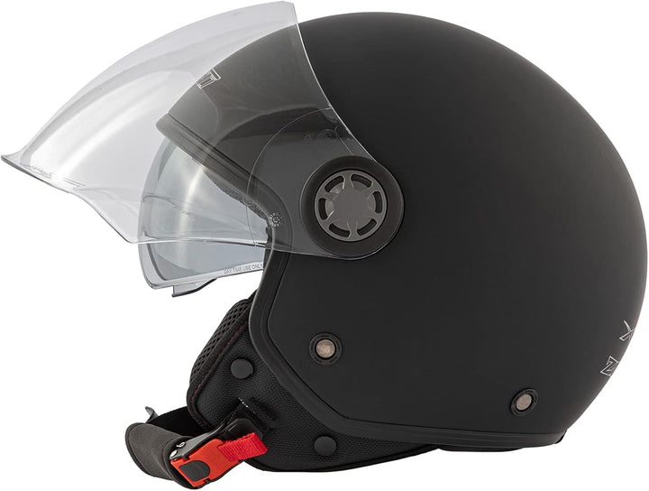 Jethelm Roller Motorrad Helm Zugelassen ECE2205 Lange Klares Visier Sonnenblende 53-54 cm ( XS) Schw