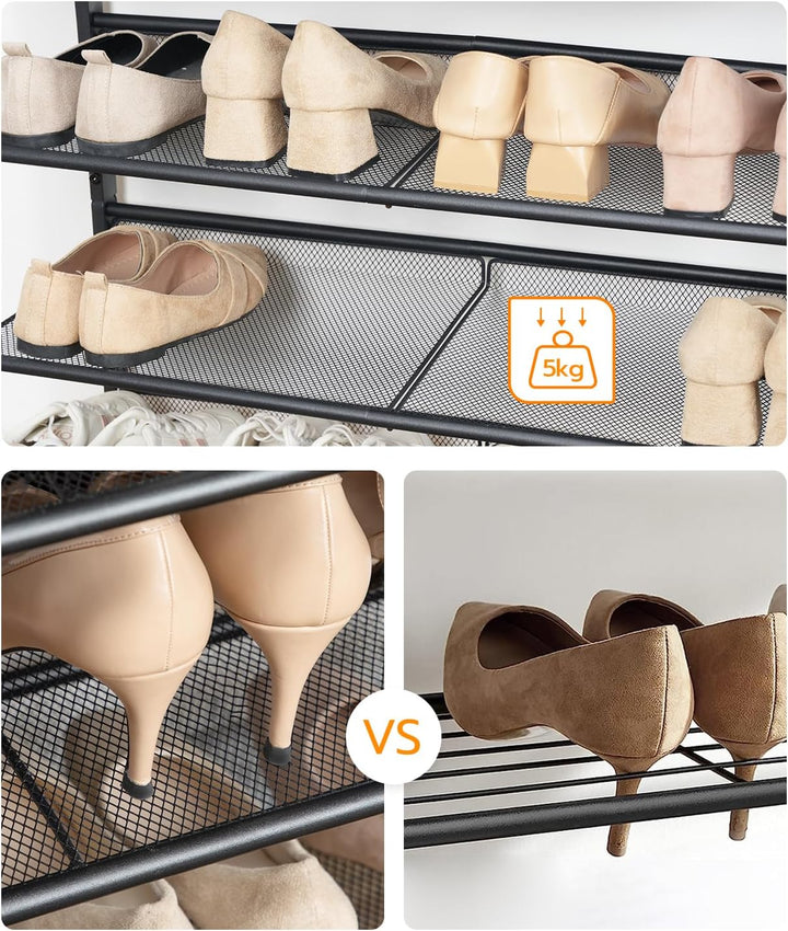 HOOBRO Schuhregal, 5-stöckiges Schuhablage, Schuhschrank, verstellbares Metallgitterregal, Geräumige