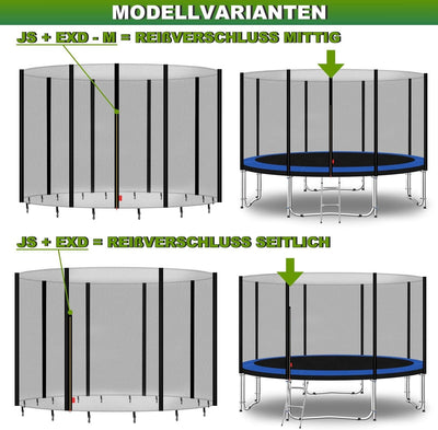 Baunsal® Trampolin Sicherheitsnetz Ø 183 185 244 250 275 277 300 305 366 370 335 337 396 400 427 430