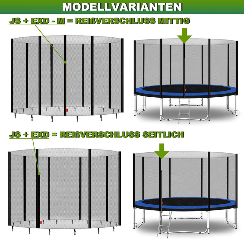 Baunsal® Trampolin Sicherheitsnetz Ø 183 185 244 250 275 277 300 305 366 370 335 337 396 400 427 430