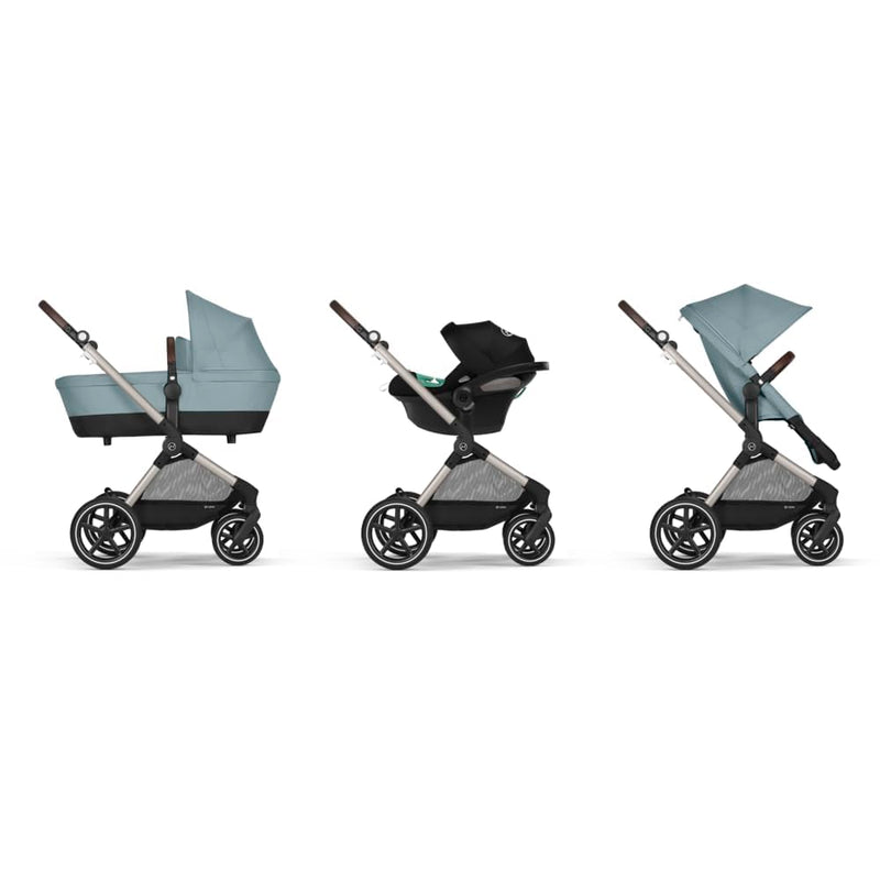 CYBEX Gold Kinderwagen EOS Lux 2-in-1, Reisesystem, Ab Geburt bis 22 kg (ca. 4 Jahre), Sky Blue Lux