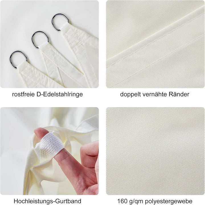 HAIKUS Sonnensegel Wasserdicht Rechteckig 2x4m Sonnenschutz Wasserabweisend Premium PES Polyester mi