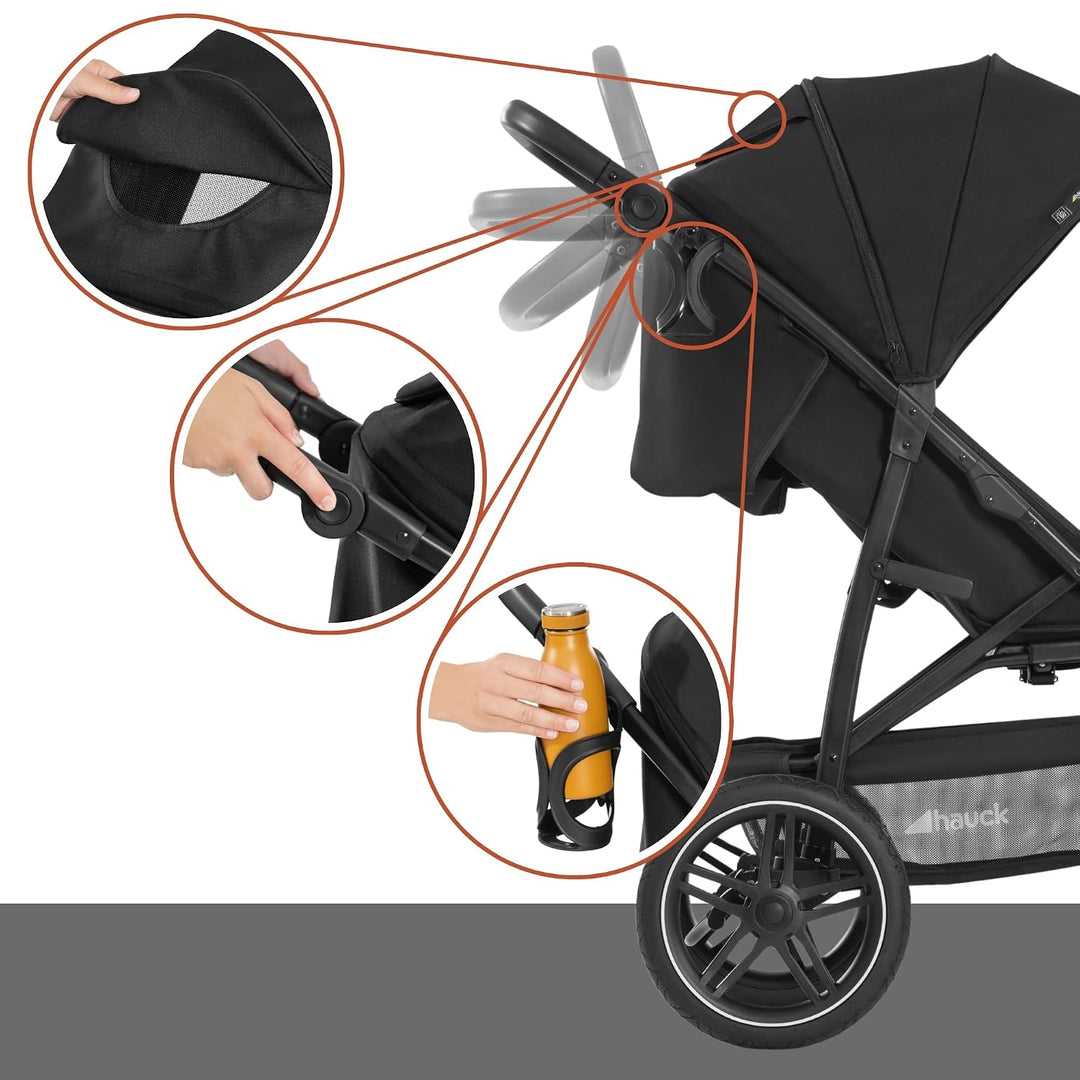 Hauck Dreirad Buggy Rapid 3R bis 25 kg, Grosses Sonnenverdeck, Klein Zusammenklappbar, Höhenverstell