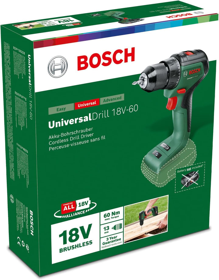 Bosch Home and Garden Bosch Akkuschrauber UniversalDrill 18V-60 (ohne Akku, 18 Volt System, im Karto