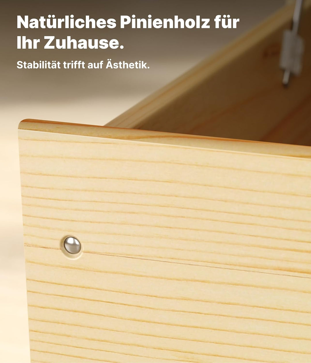 KMH®, grosse Spielzeugkiste auf Rollen aus massivem Pinienholz (Natur)