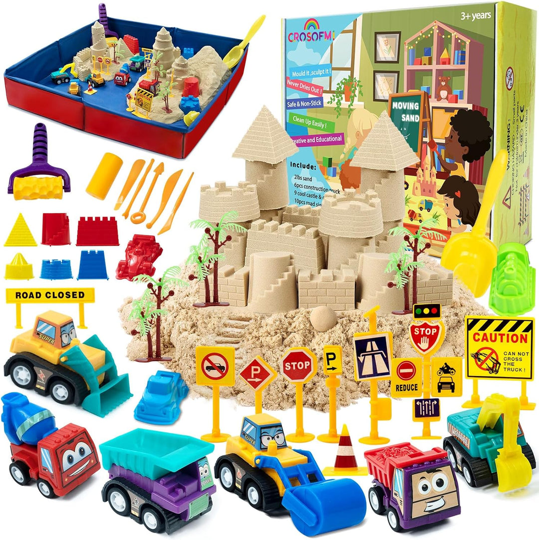 CROSOFMI Magic Sand Für Kinder Set Spielsand Faltbarer Sandkasten für Jungen Mädchen 3 4 5 6 7+ Jahr