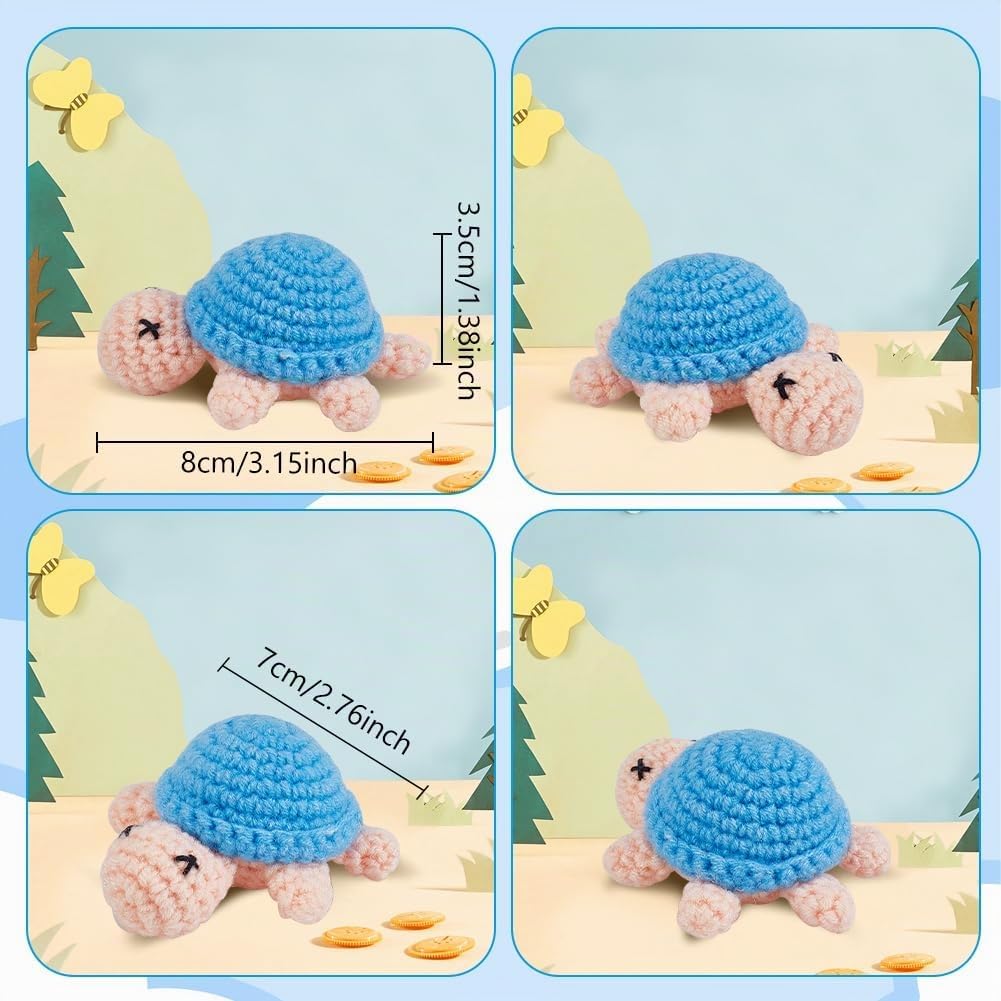 WEBEEDY 4 Sets DIY Häkel-Schildkröten-Schlüsselanhänger Anfänger-Schildkröten-Häkelset Für Erwachsen