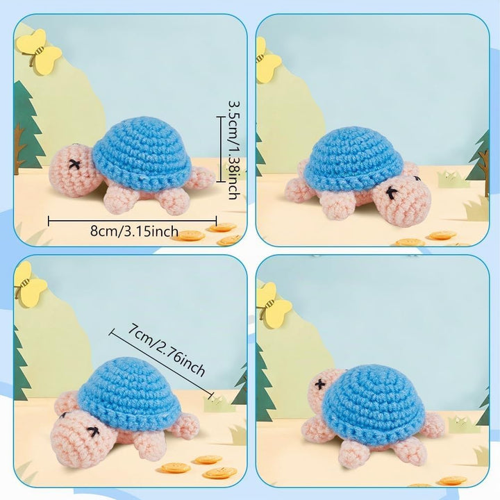 WEBEEDY 4 Sets DIY Häkel-Schildkröten-Schlüsselanhänger Anfänger-Schildkröten-Häkelset Für Erwachsen
