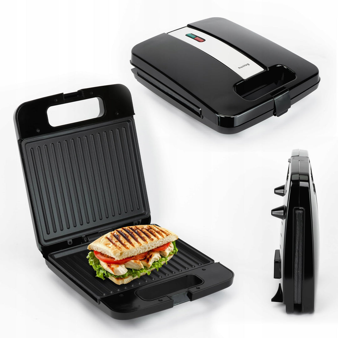 Sandwichmaker, Toaster, Für Sandwiches, Panini, Grill, 1400W, Schwarz