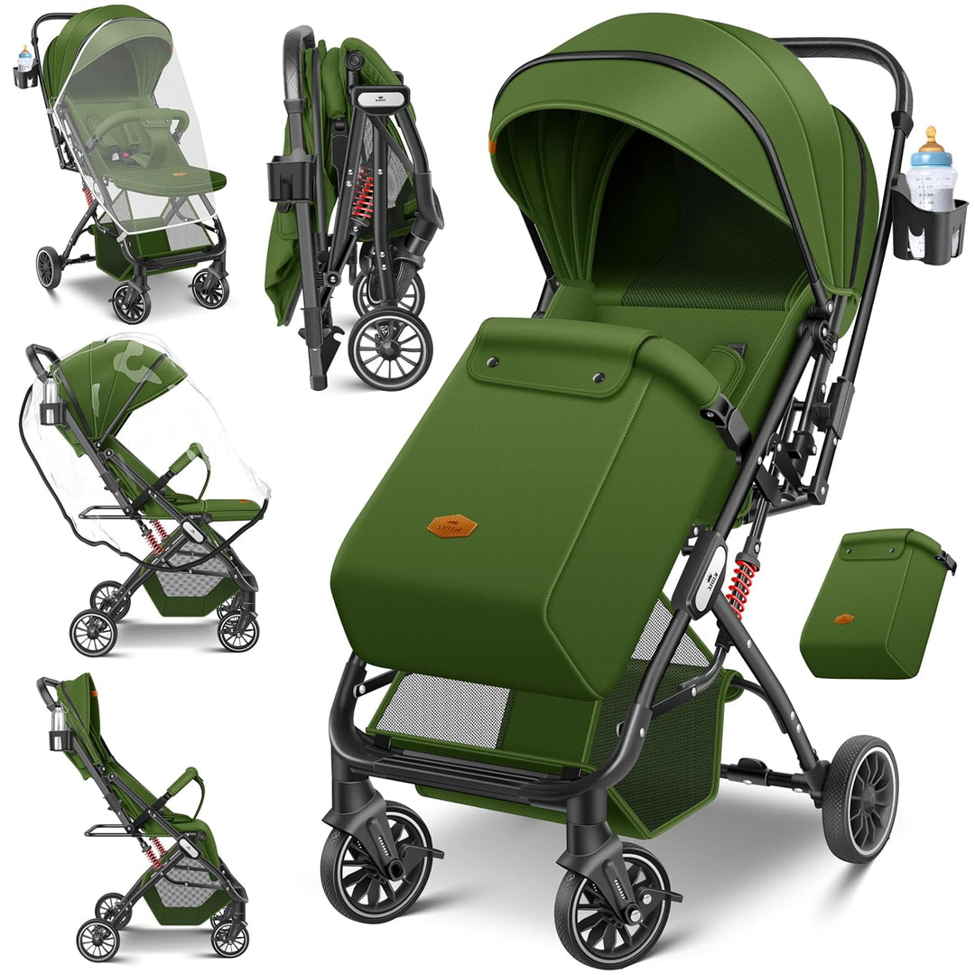 KIDIZ® Kinderwagen Kinderbuggy klappbar Liegebuggy Sportwagen Faltbar 360° Räder 5-Punkt Gurt Inkl.