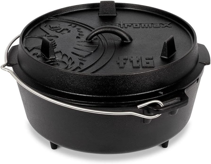 Petromax Feuertopf (Dutch Oven) Set´s (FT6, mit Standfüssen) | Original Gusseisen | mit Deckelheber