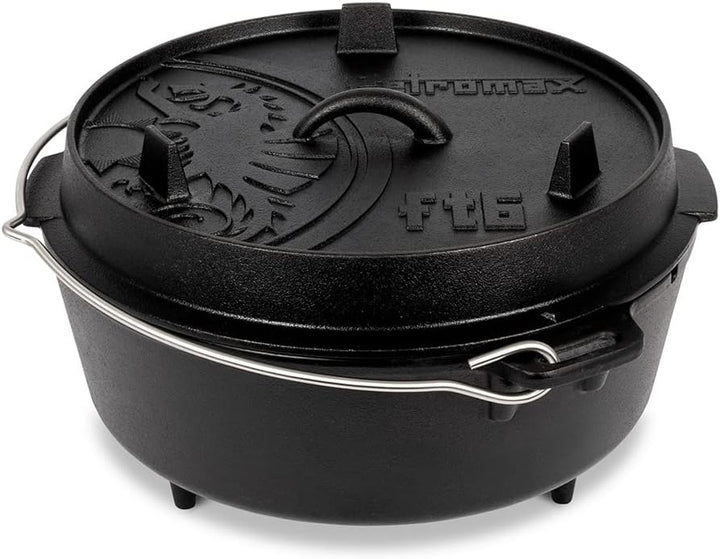 Petromax Feuertopf (Dutch Oven) Set´s (FT6, mit Standfüssen) | Original Gusseisen | mit Deckelheber