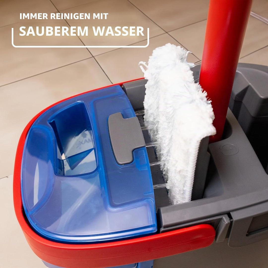 Vileda H2PrO Bodenwischer, Mikrofaser, Frisch- und Schmutzwassertrennung | Zweitanksystem | 132 cm S