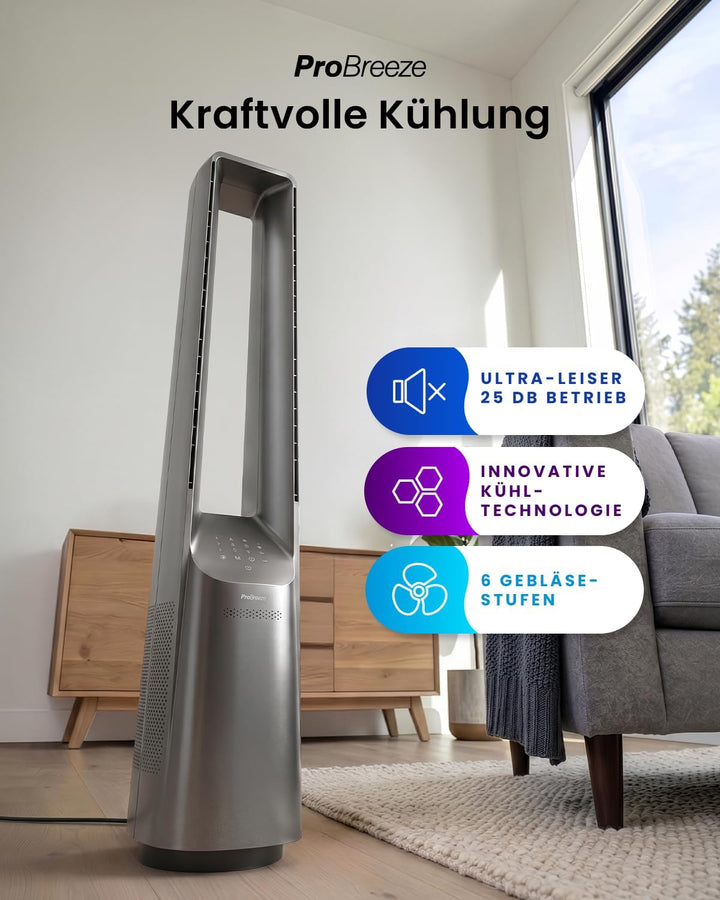 Pro Breeze 101cm rotorloser Ventilator - Ventilator oszillierend mit Fernbedienung, LED Display, 6 G