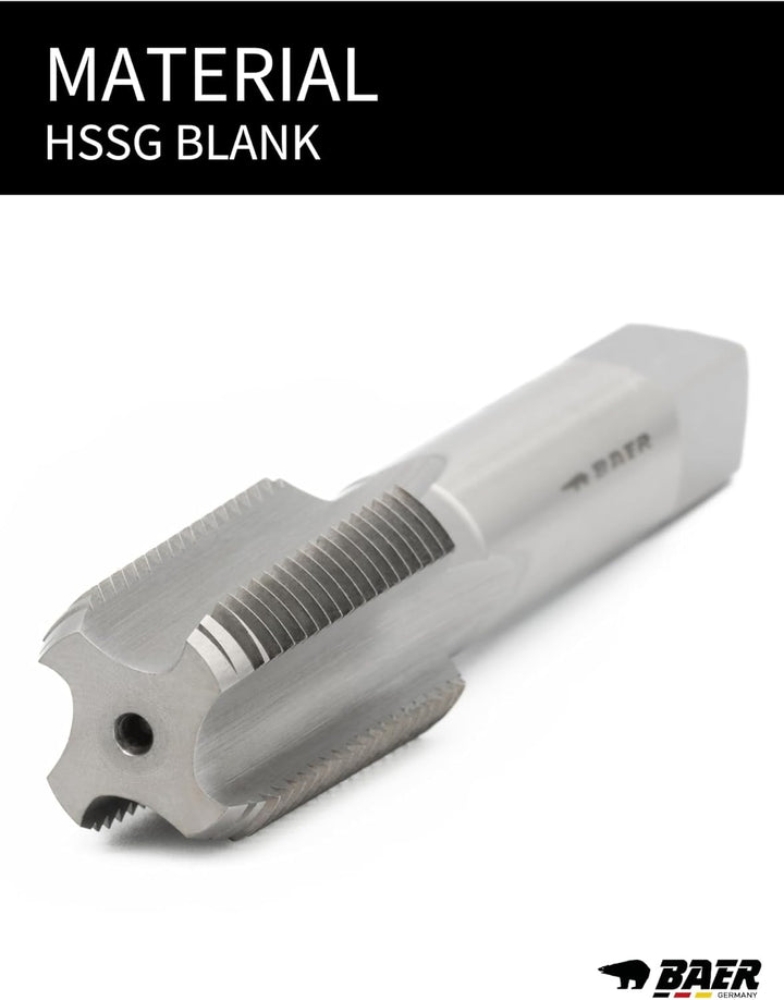 BAER HSSG Einschnittgewindebohrer Form C - NPT 3/8 x 18 | Gewindeschneider NPT | Gewindebohrer NPT 3