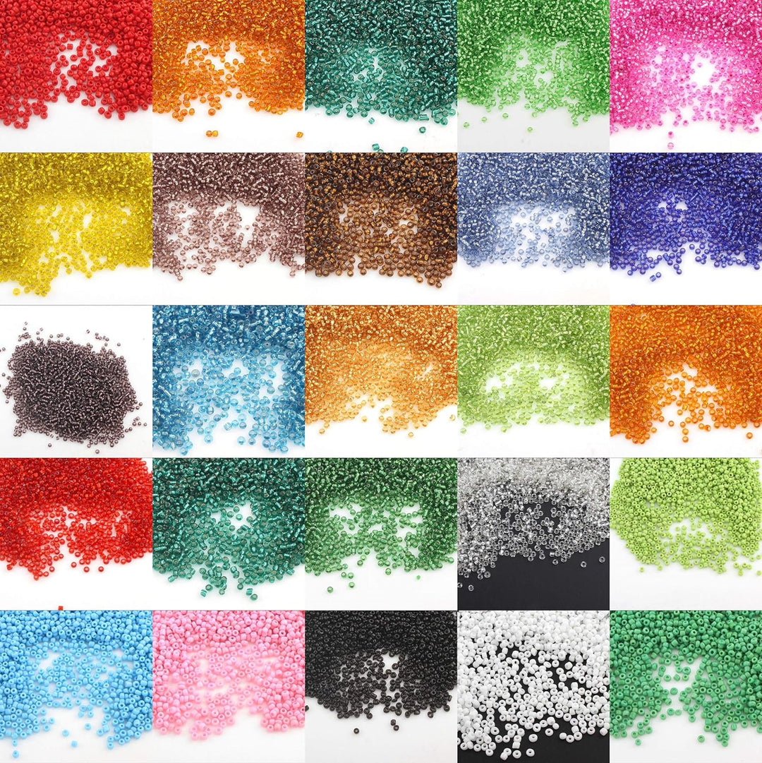 75 Farben Rocailles 2mm Perlen Set 75 Pack 75 Farben 1,5 Kilo Glasperlen Rund 11/0 100000stk POSTEN