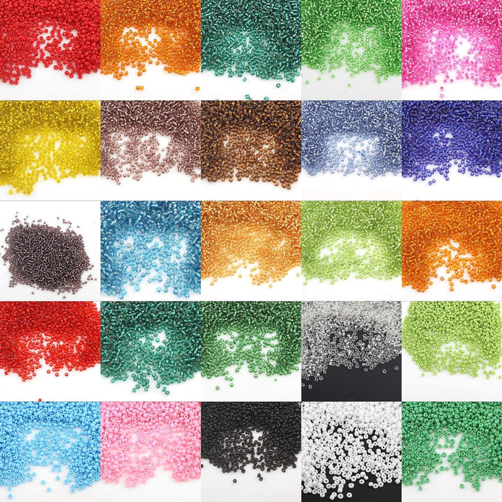 75 Farben Rocailles 2mm Perlen Set 75 Pack 75 Farben 1,5 Kilo Glasperlen Rund 11/0 100000stk POSTEN