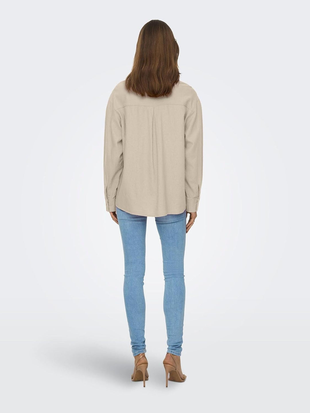 ONLY Hemd Bluse Basic Langarm Business Web Shirt Oversize Classic Leinen Oberteil ONLCARO S Oxford T