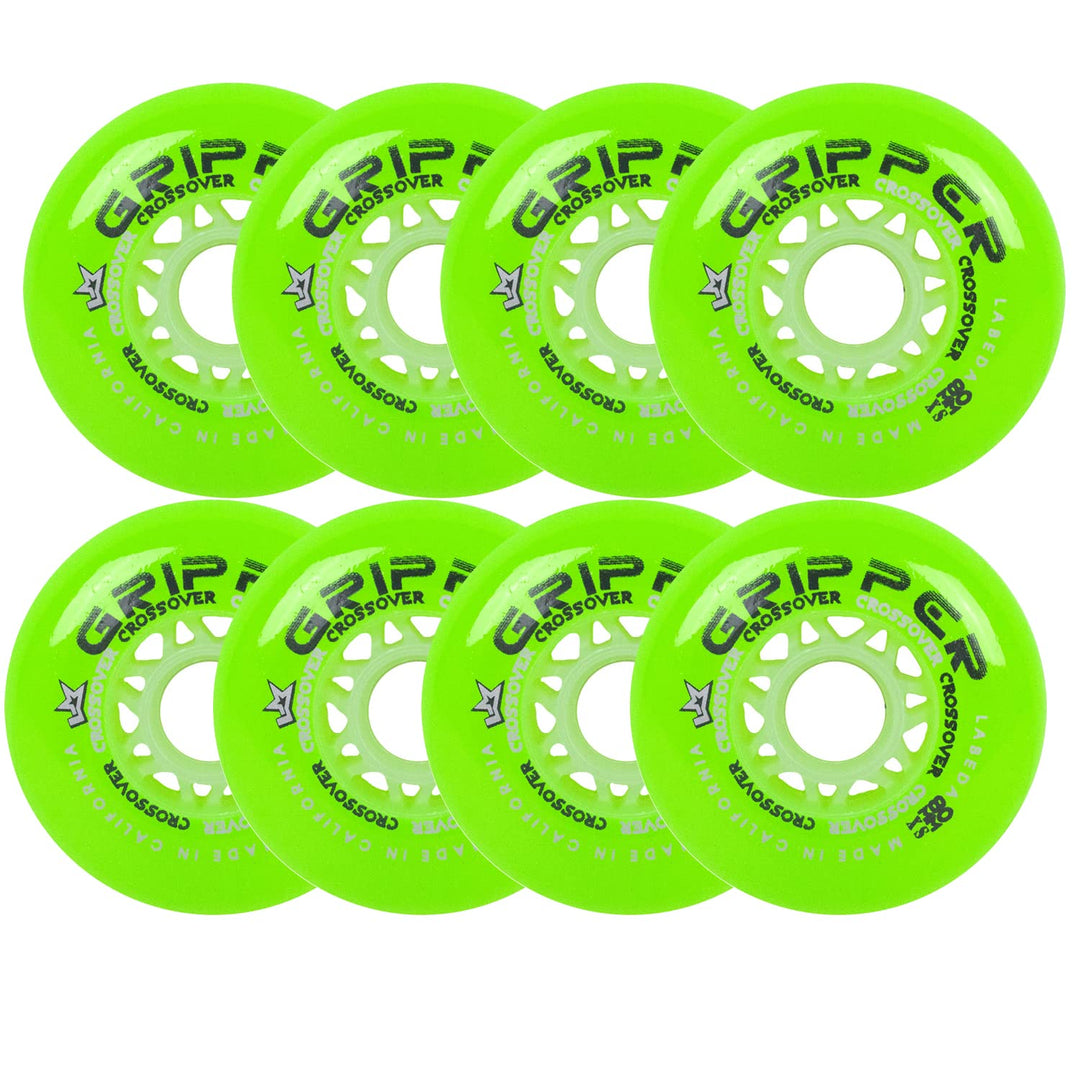 Labeda Rollhockey-Räder, Crossover-Set, 8 Stück, Farbe und Grösse wählbar Grün 74A (X-Soft) 80mm 8-P