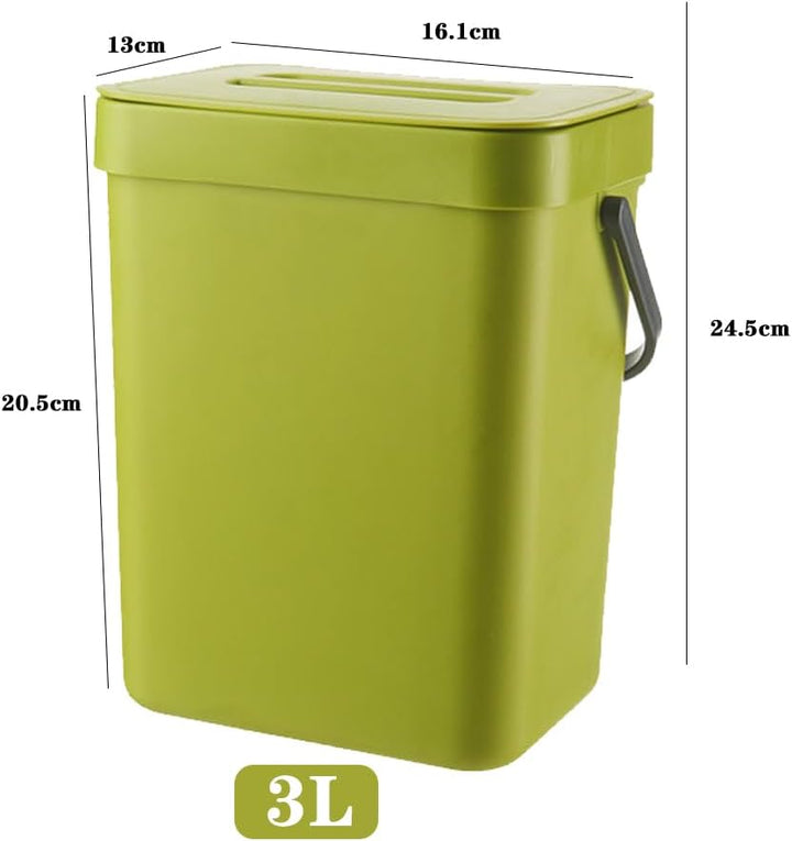 DASIAUTOEM Mülleimer Küche, Biomülleimer Küche Klein, 3L Abfalleimer mit Deckel, Küchenabfalleimer W