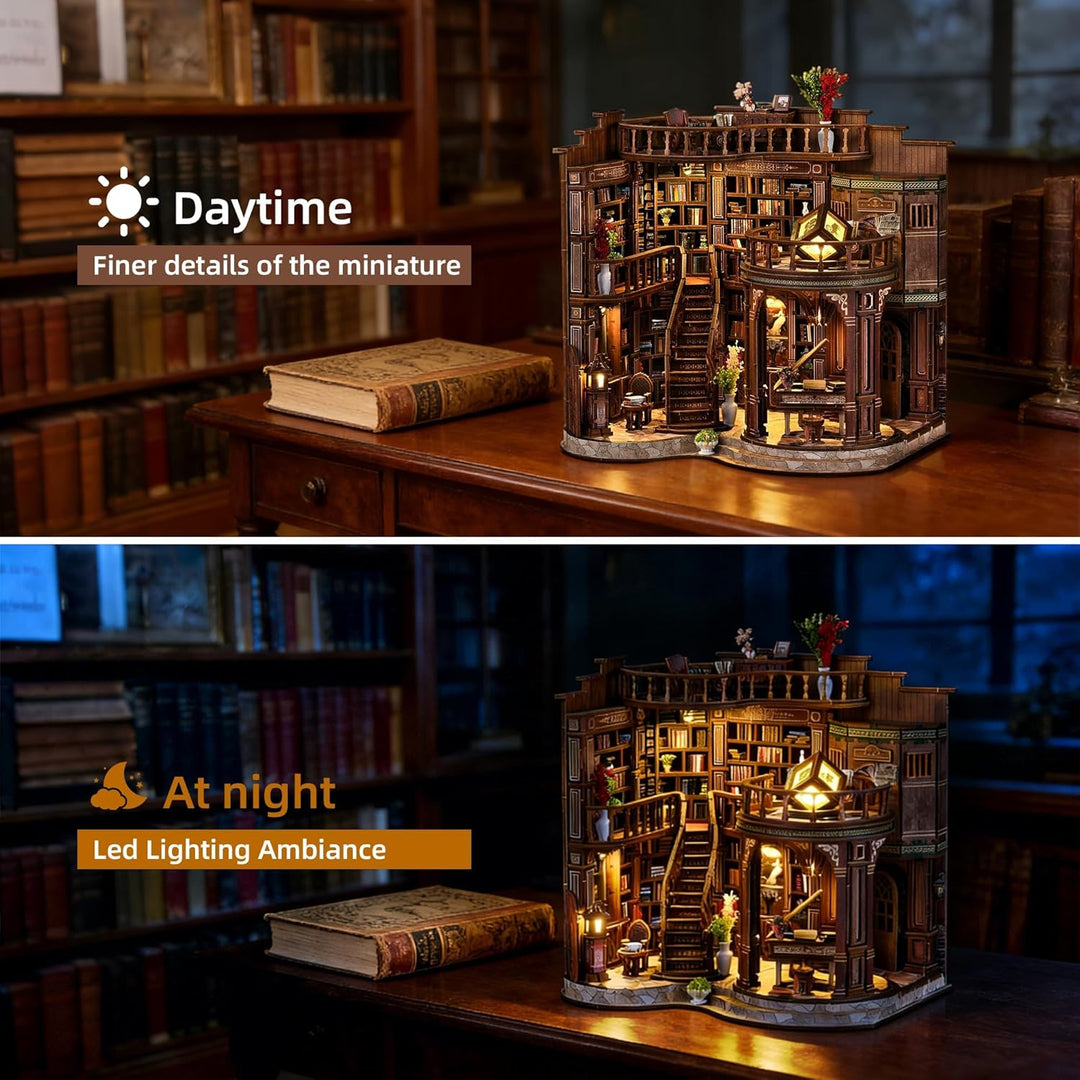 Book Nook Kit für Erwachsene - CRIOLPO DIY Miniatur Haus Holzpuzzle 3D Puppenhaus - Buchstütze für B