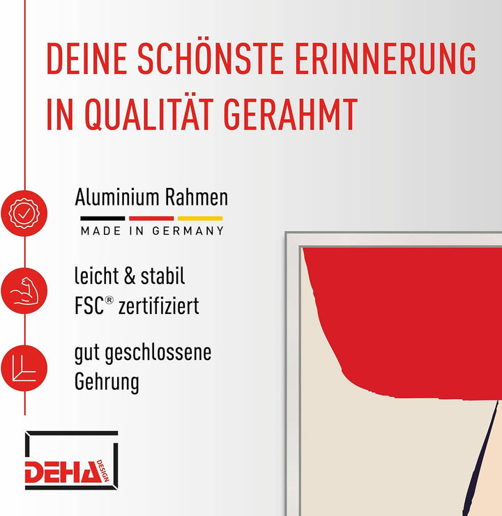 DEHA Design Bilderrahmen Boston, A2 42x59,4 cm, Aluminium Silber, bruchsicheres Acrylglas, für Poste