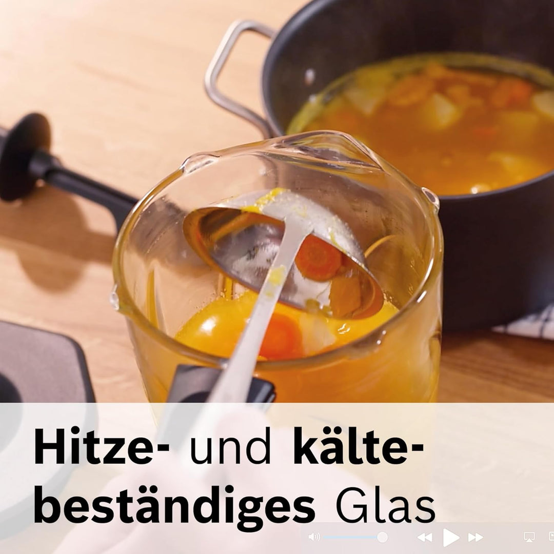 Bosch Mixer-Aufsatz MUZ9MX2, Füllmenge 2,3 L, ThermoSafe Glas, spülmaschinengeeignet, perfekt für Cr