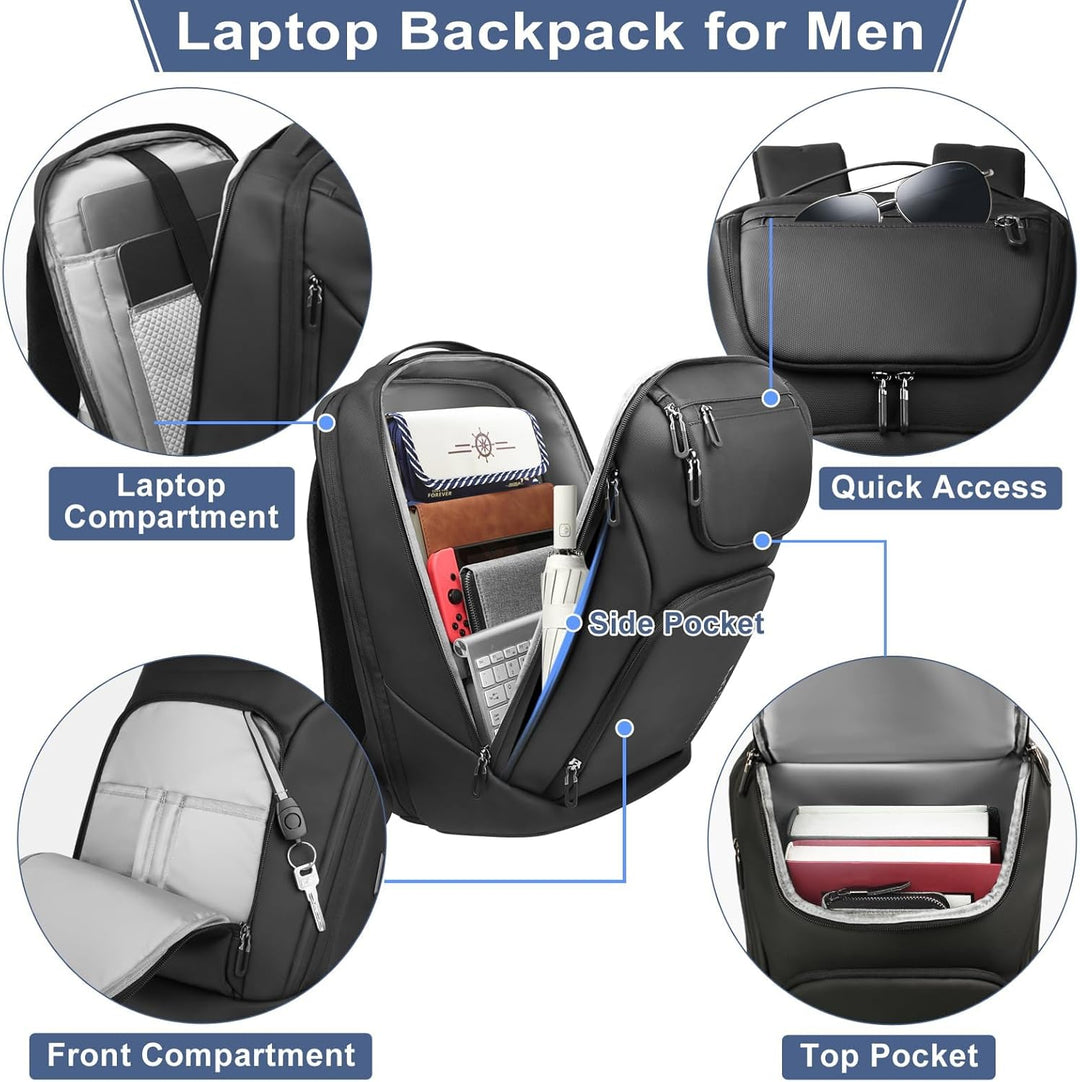 Rucksack Herren Gross 30L Laptop Rucksack 17,3 zoll Business Rucksack Wasserdicht Reiserucksack mit