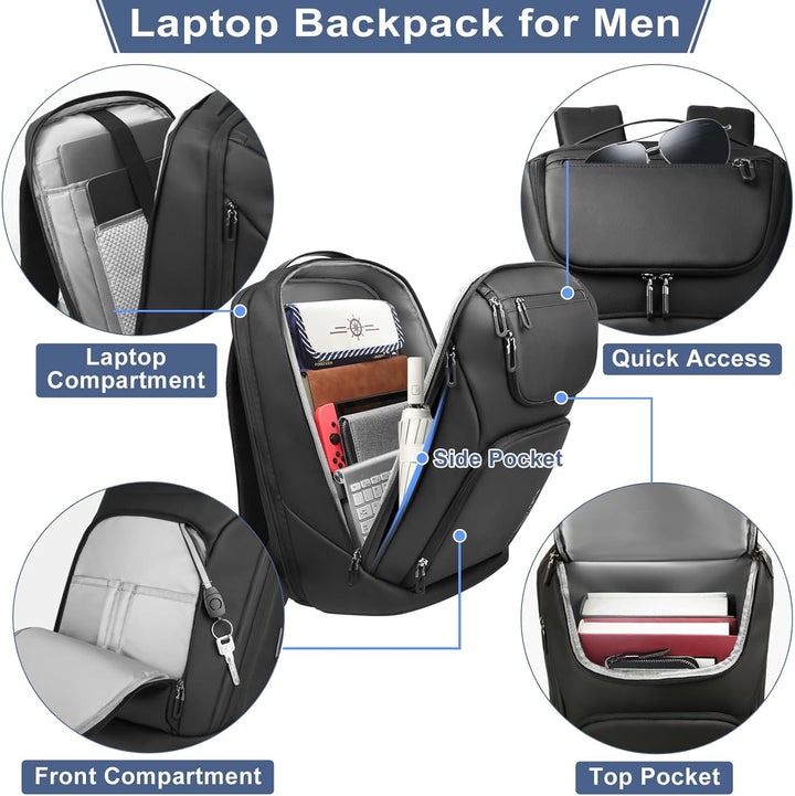 Rucksack Herren Gross 30L Laptop Rucksack 17,3 zoll Business Rucksack Wasserdicht Reiserucksack mit