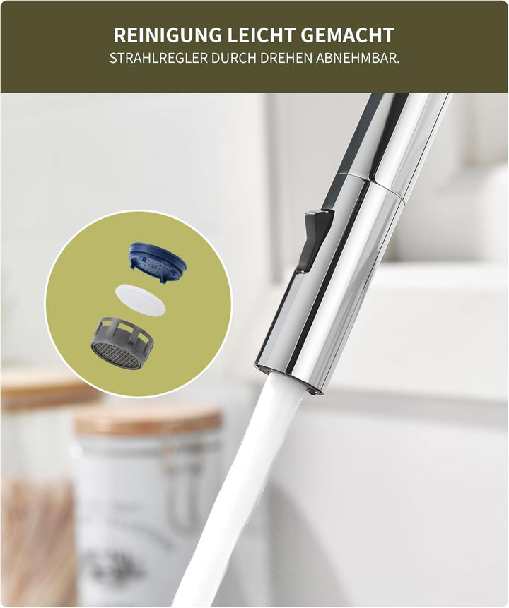 Wasserhahn Küche Mit 2 Wasserstrahlarten,Küchenamatur mit Flexibler Auslauf mit 2 Strahlarten,Mischb