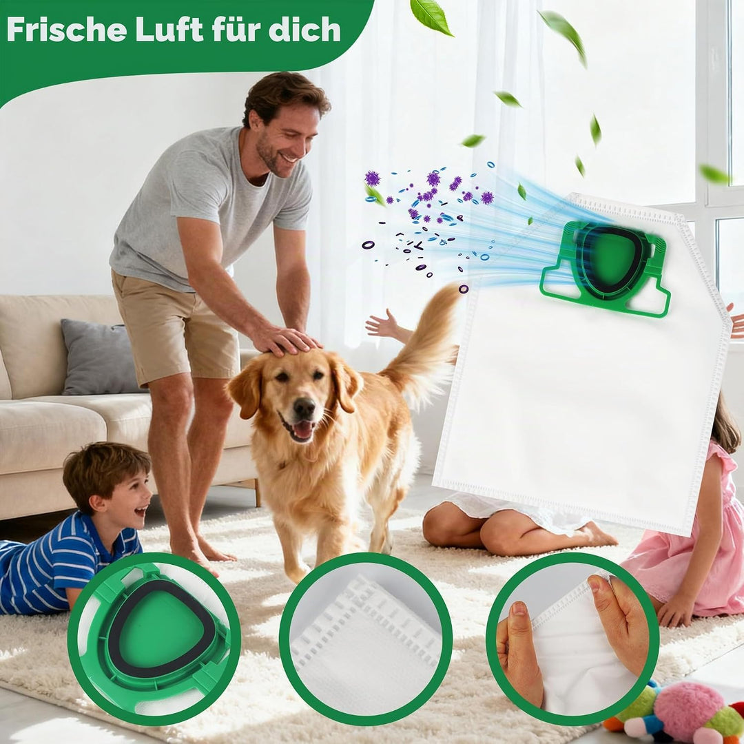 12 Stück Staubsaugerbeutel für Vorwerk Kobold VK200 und FP200, VK200 Staubsaugerbeutel, Staubsaugerb