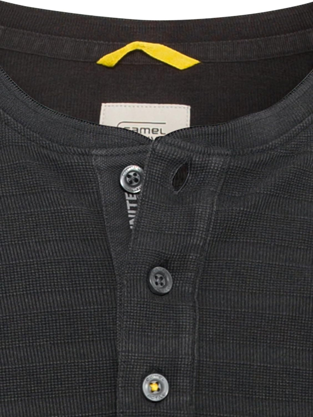 camel active Herren Langarm Henleyshirt aus Reiner Baumwolle M Asphalt, M Asphalt