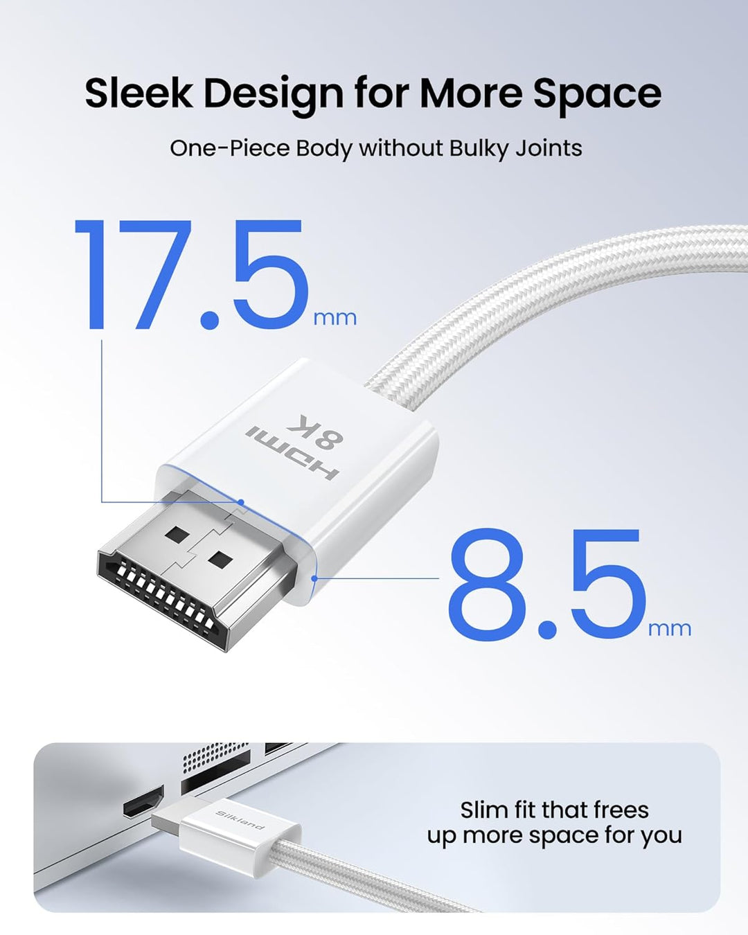 Silkland 8K HDMI 2.1 Kabel 1.5m [Zertifiziert] 4K@120Hz eARC HDR10+ für PS5 Pro, 48Gbit/s Ultra High