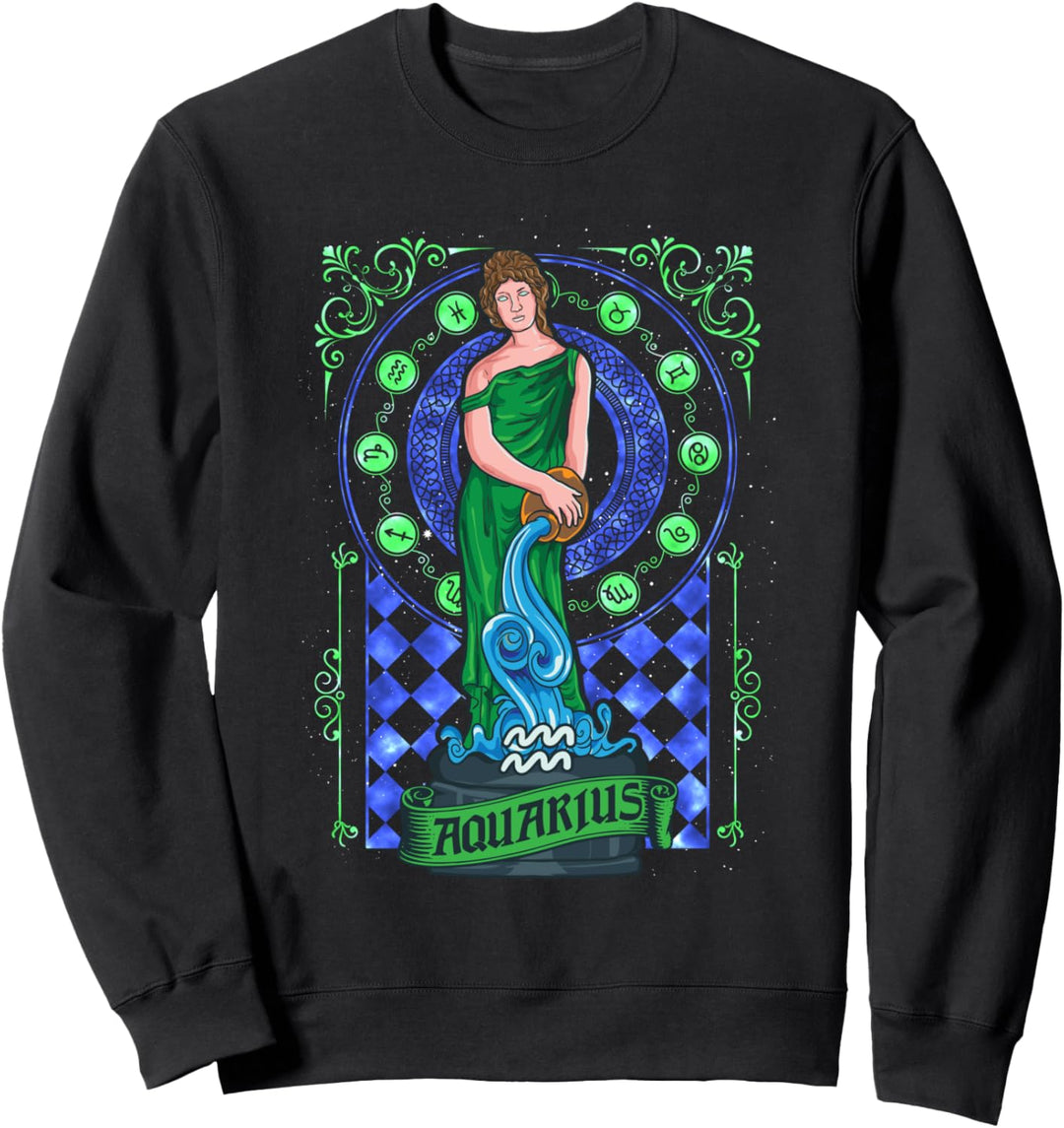 Aquarius Chess Piece Black Queen Zodiac Sign Girl Birthday Sweatshirt