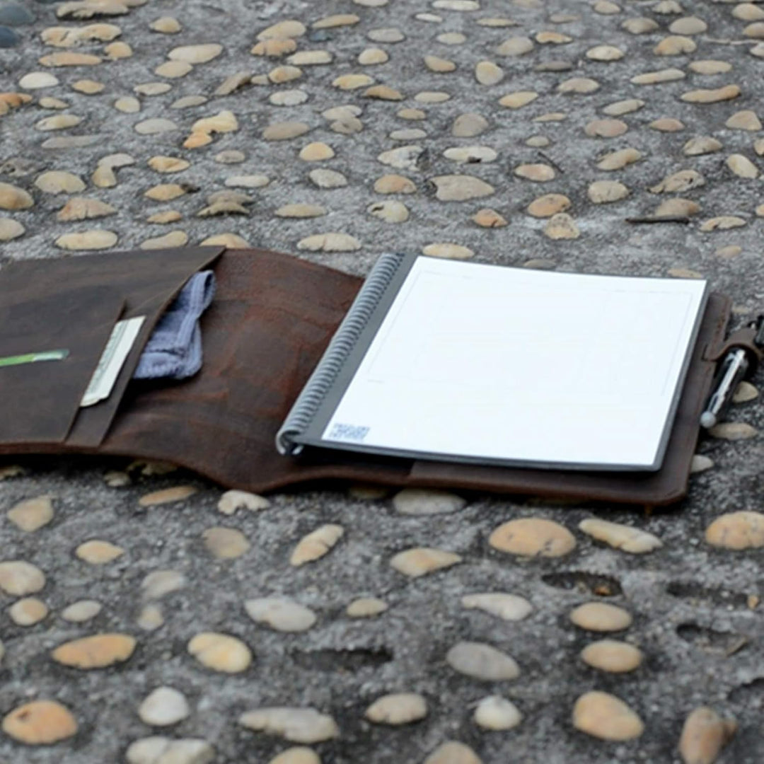 JJNUSA Kompatibel mit Rocketbook Cover Smart Business handgefertigtes Notizbuch aus echtem Leder für